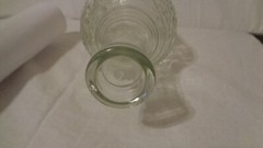 VINTAGE CLEAR GLASS WINE DECANTER BOTTLE EMBOSSED GRAPES LEAVES VINES 4/5 QUART