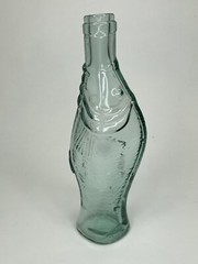 Fish Shaped Vintage Light Green/Blue Glass Wine Bottle Decanter 10” Tall