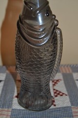 Vintage Tinted Glass Fish Shaped Italian Wine Bottle Decanter 9&Prime; Tall