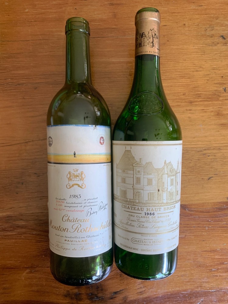 Vintage Empty Wine Bottles Mouton Rothschild and Haut Brion – Bordeaux