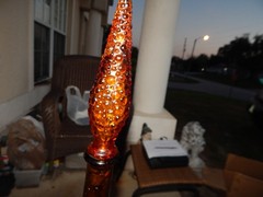 Vintage Brown? Glass Flower Genie Bottle Wine Bottle Decanter Italy Estate Find