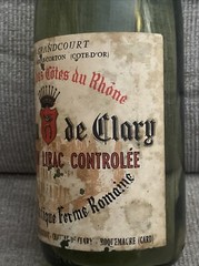 1961 Chatea de Clary Rhone Lirac empty wine bottle Label