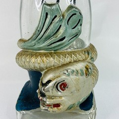 Vintage Viarengo SA Torino Glass Wine Bottle Italy Snake Serpent Dragon Koi Fish