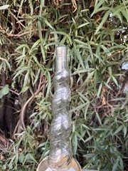 Empty Bottaro Spiral Glass Wine Bottle Italy 15.5” With Raffia wrap Tuscany
