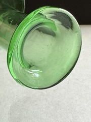 Vintage Hand Blown Green Glass Wine Bottle Decanter W/ Ice Chamber & Cork