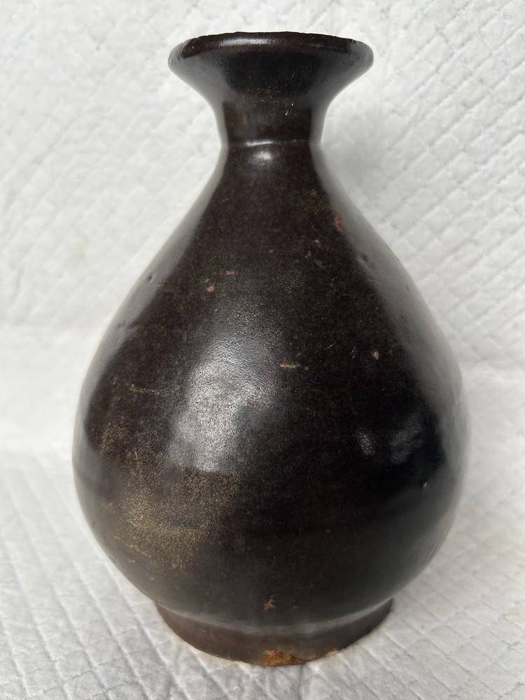 Vintage Brown Salt Glazed Stoneware Pear Shaped Wine Vessel/Vase Dug in Hawaii