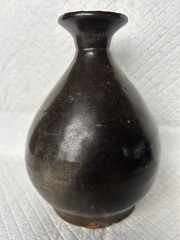 Vintage Brown Salt Glazed Stoneware Pear Shaped Wine Vessel/Vase Dug in Hawaii