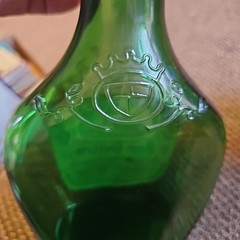 2 Empty Wine Das Gutten Green Bottles 4/5 Quart California Rhein Wein 9.5&Prime;