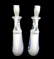 Jim Beam Milk Glass Sail Boat 2 Piece Vintage 13 1/4&Prime; Liquor Bottles 1963 EMPTY
