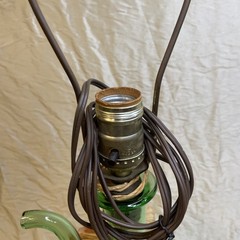 Vintage Italian Hand Blown Green Glass Wine Decanter Jug Bottle 13”tall, LAMP!