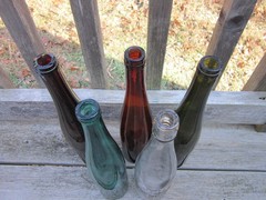 Antique Long Neck Wine Bottle Lot, Tall Hock- Gorgeous Set with a Story