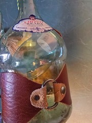 Vtg RARE Chanti Spada Wine Bottle Decanter Wicker Blown Green Glass Ice Chamber