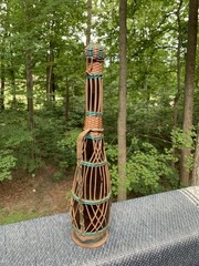 MCM Woven Wicker Wine Bottle Metal Handle