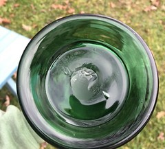 Beautiful Emerald Green Blown Handled Jug Decanter Vintage MCM Empoli