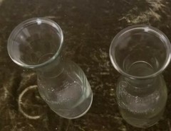 Pair Of Braswell&rsquo;s Carafes .25 Liter With Insignia Clear Glass 1/2 Bottle Server