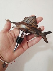  Swordfish Marlin Wooden Nautical Wine Bottle Stopper Handmade Carved