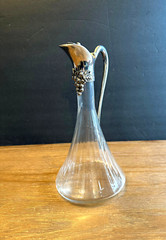 Handblown Glass & Pewter Carafe Decanter by Jean Goardere Wine Made in France
