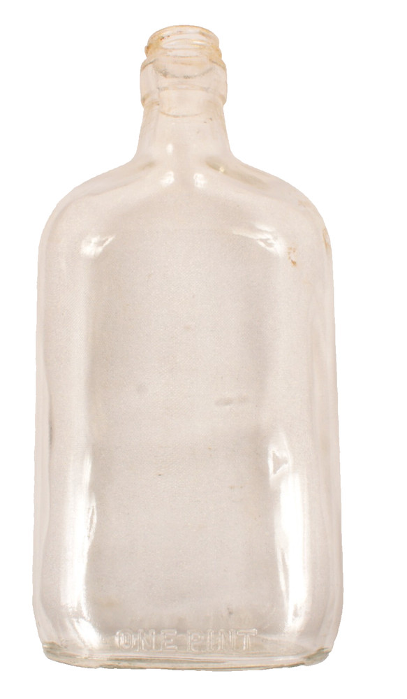 Vintage One Pint Clear Glass Bottle Wine Flask Excellent Condition