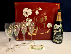 Vintage 1988 PERRIER JOUET Champagne Special Box Set w/ 4 Flutes + Empty Bottle