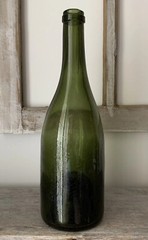 Antique Vintage Green Blown Champagne Wine Bottle Old Coastal Farmhouse