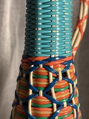 VTG Glass Liqueur Woven Scoubidou Demijohn Viresa Spain Wicker Bottle Boho 1960s