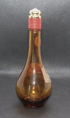 Vintage Small Amber Glass Bottle House of Kashu Japanese Plum Wine w/ Label, Lid