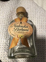 Vintage, Peach Nalewka Babuni Empty Wine Bottle 750 ml, w/Decorative Wood Cap