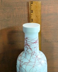 Vintage Hazel – Atlas Swirl Milk Glass Decanter Bottle W/Lid Excellent (K1)
