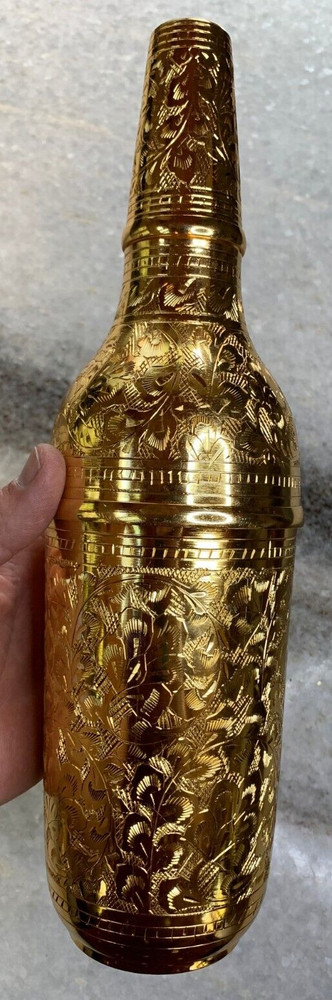 Ornate Gold/Gilded Hand Carved/Etched Liquor Bottle Decor/Decoration/Tumbler!