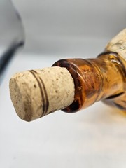 Vtg Amber Fish Wine Bottle With Original Label Augusto & F.lli Borghini Italy