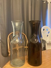 vin litre french glass carafes huge 18 1/4 inch aqua and brown 150 or 85 per