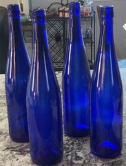 Lot of 4 Cobalt Blue Glass Wine Bottles