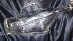 Vintage LONDON WINERY LTD Empty Clear Horizontal Bottle in Basket/Ship w/Handle