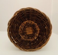 Two Tone Wicker Wrapped Clear Glass Bottle 15&Prime;
