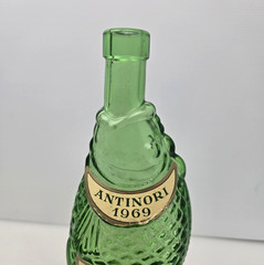 1969 Antinori Bianco Green Glass Fish Wine Bottle Della Costa Toscana Italy 10&Prime;