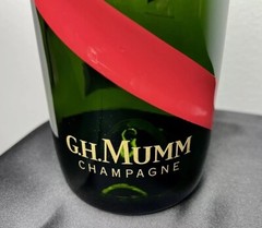 G.H. Mumm Empty Champagne Bottle 12” Green Red Gold Classic Home Man Cave Decor