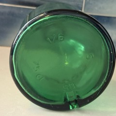 Antq CROFT Port Wine Bottle Embossed Nautical Ship Emerald Green Glass c.1900