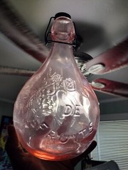 Vintage 10&Prime; Italian Jus De Fruits Pink Glass Bottle Casadis Milano wine juice