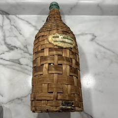Vintage 1959 BOLLA Wine Wicker Wrapped Green Glass Bottle 16 1/2 Inches Tall