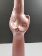 Cat Shaped Glass Wine Bottle EMPTY Gold 13&Prime; Tall