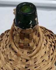 Rare RODEIO Wine Jug Demijohn Green Glass Wicker Wrapped Brazil VTG 1960s Empty