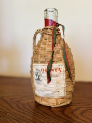 Vintage Wicker Wrapped Glass Quinta Lisbon Wine Bottle 1967 VASE DECOR 7 1/2&Prime;
