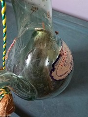 Vtg RARE Chanti Spada Wine Bottle Decanter Wicker Blown Green Glass Ice Chamber