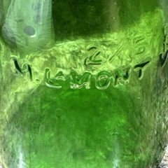 Vintage M LAMONT VINEYARDS 2/5 Pint Green Glass Empty Wine Cruets Bottles.