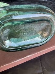 Vintage Green Aqua Demijohn Wine Jug Viresa Glass Decoration MCM boho Oval