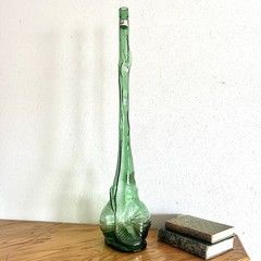 Vtg 32” Italian Chianti Wine Bottle Celine Glass Decanter Snail Shaped MCM EVC