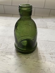 Vintage Dark Green Bottle with Grape Clusters Wine Sample Bottle Wine World 1978