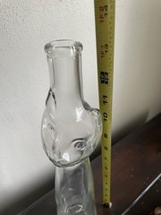 13” Happy Cat Mosell? Clear Wine Bottle Flower Vase Clear EUC No Label