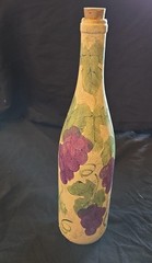 Vintage Kitchen Decor/ Grapes Wine Bottle with Cork