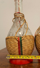 Lot of 3 Vintage Empty Chianti Wine Bottles Woven Straw Covered Fiasco Italy